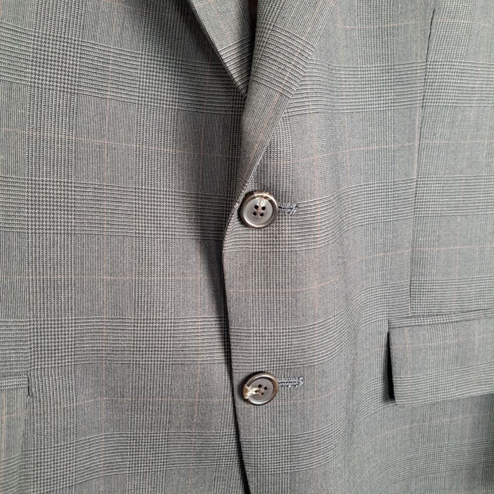 Chaps Ralph Lauren Mens Glen Plaid Wool Blazer Sport Coat Vintage 44S Gray Brown - Picture 4 of 16